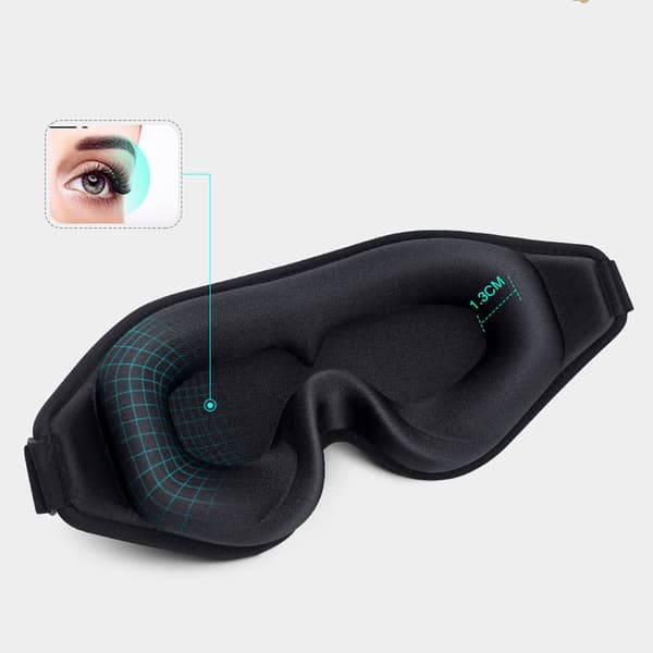 3D-sovemaske med hukommelsesskum - sort