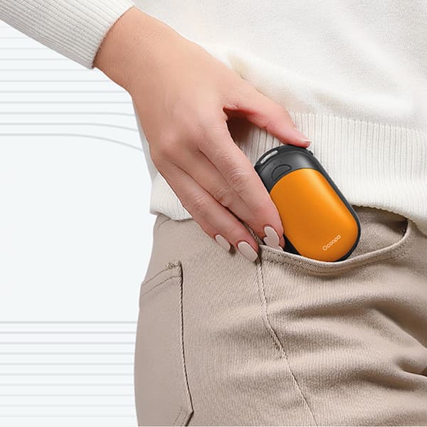 Uppladdningsbara handvärmare med magnetisk design - Svart/Orange