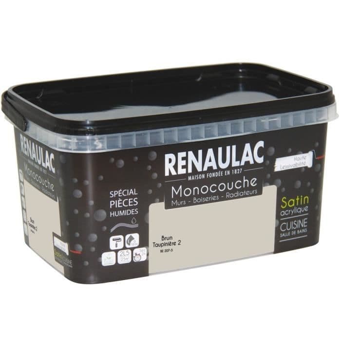 Monolag vægmaling til vådrum 2,5 l brun satinmos Vægge / Wainscoting / Radiatorer - RENAULAC