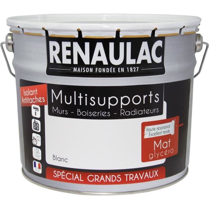 RENAULAC Interiørmaling Multisupports Glycero White - Matt - 10L -100m² / pot