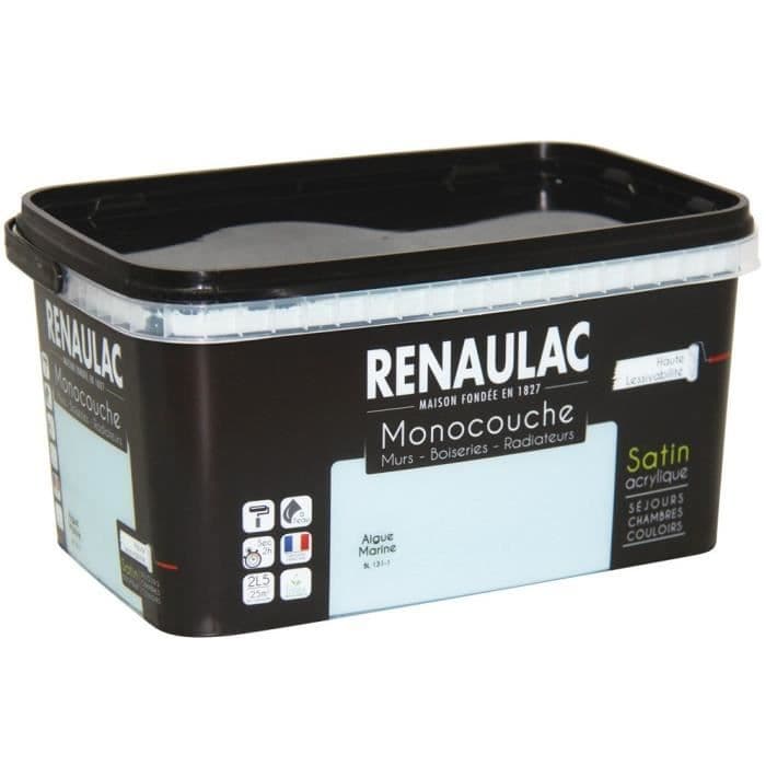 Monolay vægmaling multistøtte 2,5 L akvamarin satin Vægge / Paneler / Radiatorer - RENAULAC