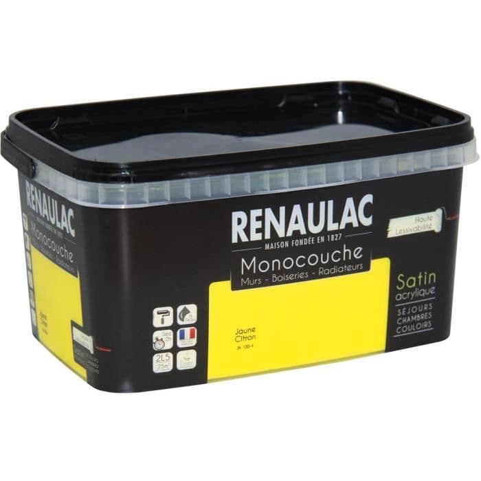 Monolag vægmaling multistøtte 2,5 L gul satin kalk Vægge / Wainscoting / Radiatorer - RENAULAC