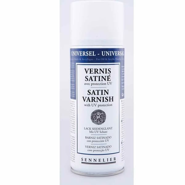 Universal satinlack - AEROSOL - 400 ml - Ej gulnande - UV-skydd - Blandat