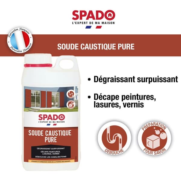 Kaustiksoda - SPADO - 1kg - Avblockerar rör - Avfettningsmedel - Tvåltillverkning