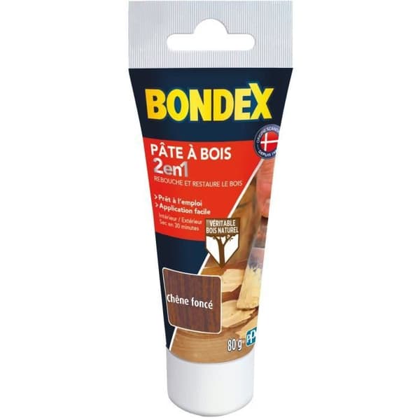 Pasta för trä 2 i 1 - BONDEX - Mörk ek - 80 gr