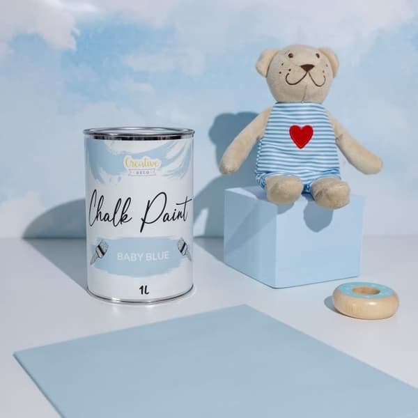 Bébé Blå Krita Målarfärg - Creative Deco - 1L - Matt och Tvättbar - Möbelrenovering