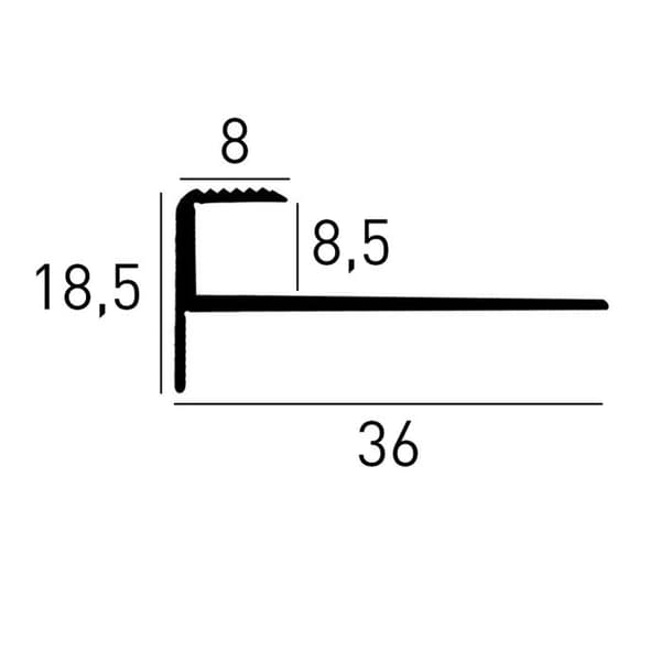 PROVISTON Trappsteg &amp; hörnlist Aluminium 36 x 18,5 x 1000 mm Silver Hörnlist