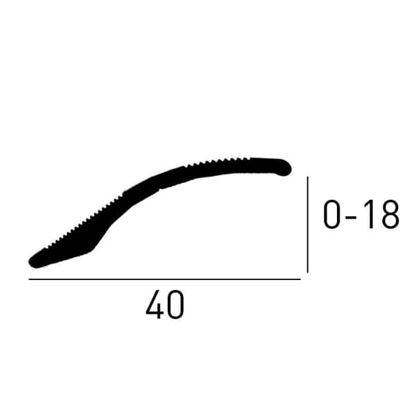 PROVISTON Övergångsprofil 40 x 1000 mm H ramning 0 - 18 mm Övergångslist Aluminium