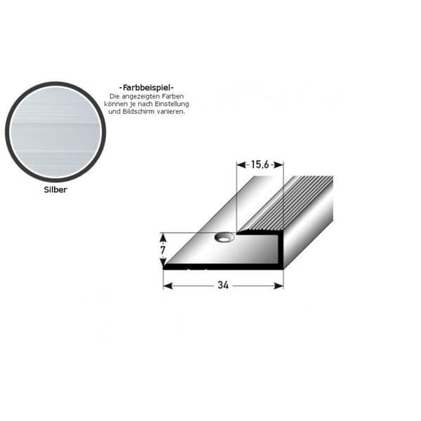PROVISTON Avslutnings- och stoppprofil Alu 34 x 7 x 1000 mm Silver