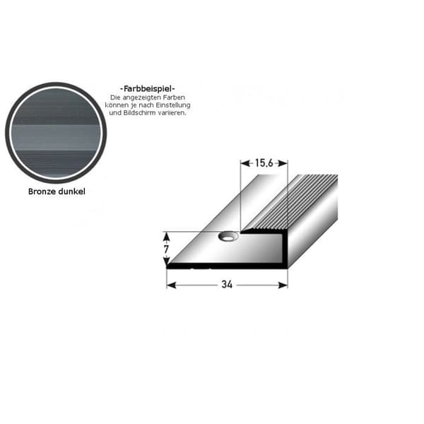 PROVISTON Avslutnings- och stoppprofil Alu 34 x 7 x 1000 mm Silver