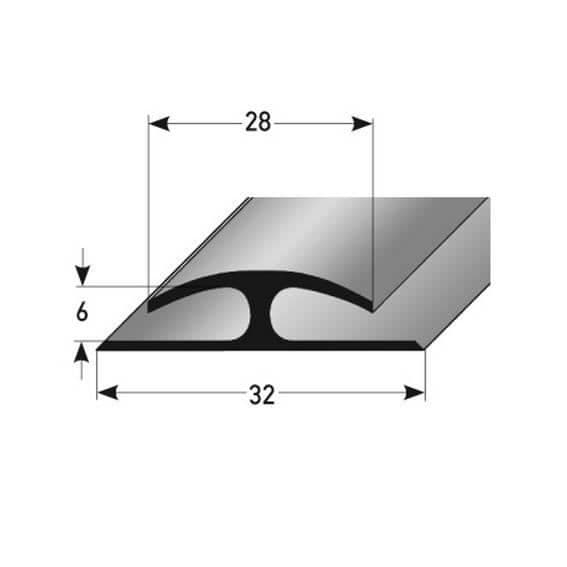 PVC finish profil | tjock stoppprofil. 6mm | Mjuk PVC | typ 357 | Färg: brun | Bredd: 32mm