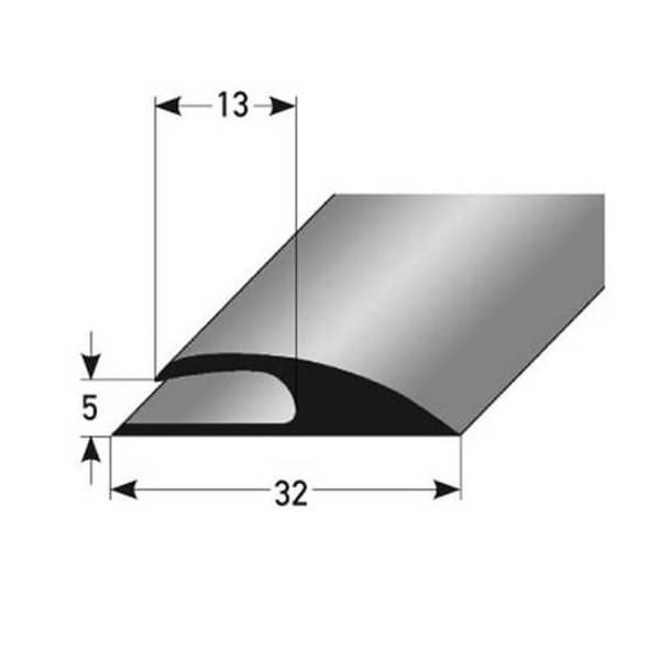 PROVISTON Ramprofil 32 x 5 x 2700 mm Flexibel PVC Avslutningsprofil Svart Slät Limma