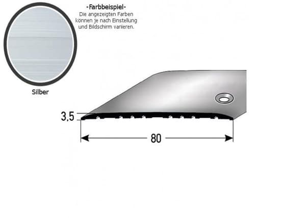 PROVISTON Tröskelprofil Profil av övergång Alu 80 x 1000 mm Silver med sidofäste