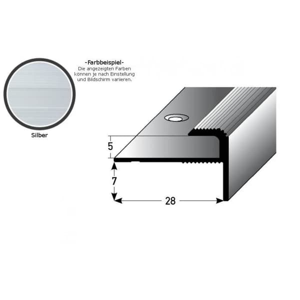 PROVISTON Stopprofil och Alu Avslutning 12 x 28 x 2700 x 5 mm Silver