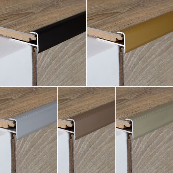 Avslutningsprofil trappa Alu anodiserad Mörk brons l 37 mm H 10.3 mm Genomborrad L 1000 mm