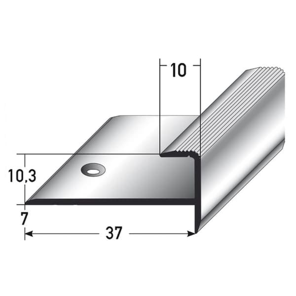 Avslutningsprofil trappa Alu anodiserad Mörk brons l 37 mm H 10.3 mm Genomborrad L 1000 mm