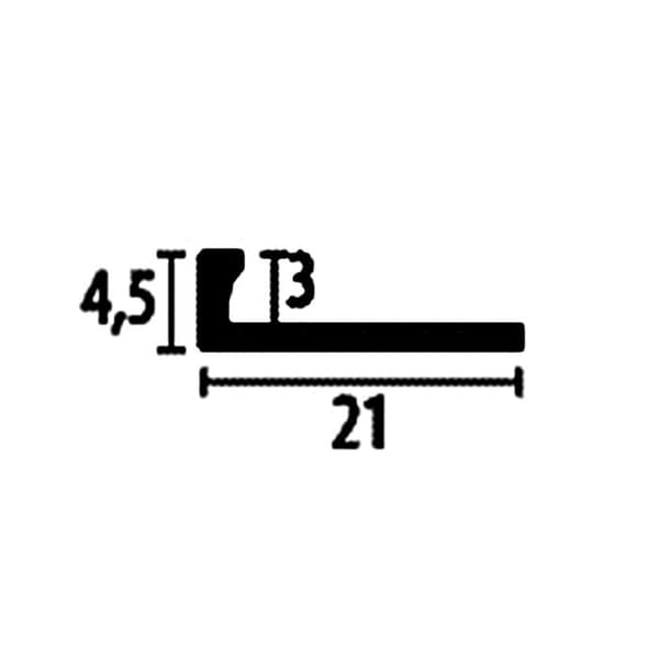 PROVISTON Avslutningsprofil Bred 21 mm H 3 mm Lång 2500 mm Alu Stansat stål slutet