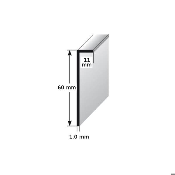 PROVISTON Klistrelist Genomborrad Anodiserad Aluminium Silver H 60 mm l 11 mm L 2500 mm Klistrelist Klistrelist Klistor