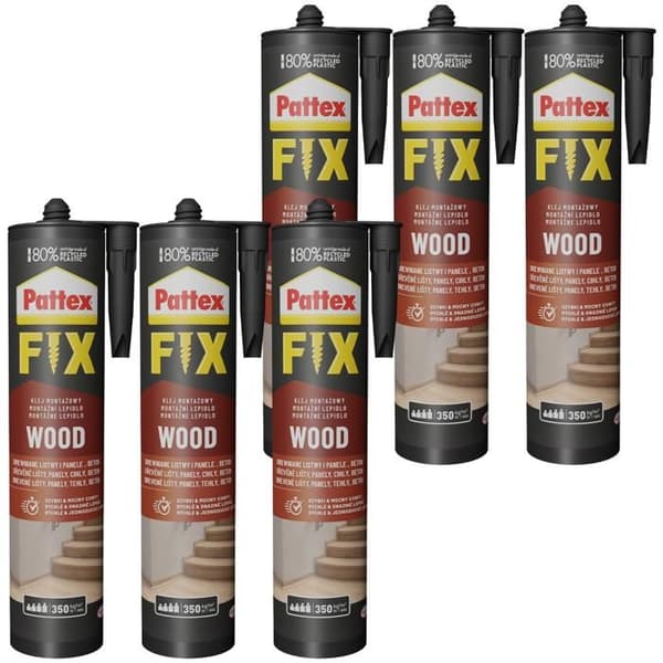 6x Pattex Fix Wood 385g Monteringslim
