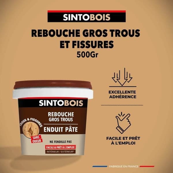 Rebouche trä - SINTO - SINTOBOIS - 500 g - Ljust trä - Krämig pasta som är lätt att applicera