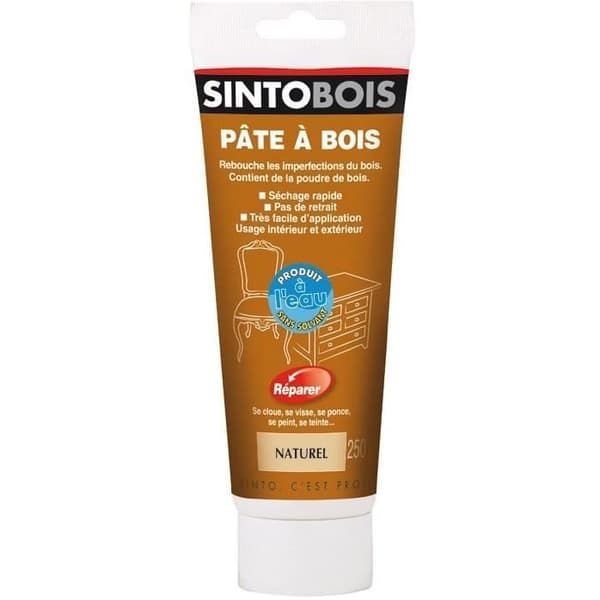 Träfiller - SINTOBOIS - Naturlig - 80g - Träreparation - Snabbtorkande - Inomhus/Utebruk
