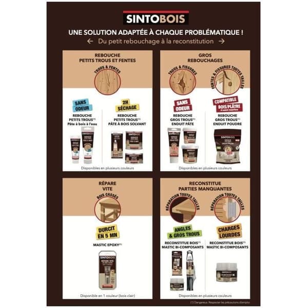 SINTOBOIS Reparera snabbt trasiga trä - 35 g - Ljust trä