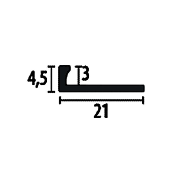 PROVISTON Avslutningsprofil Bred 21 mm H 3 mm Lång 2500 mm Alu icke borrad Alu Naturals