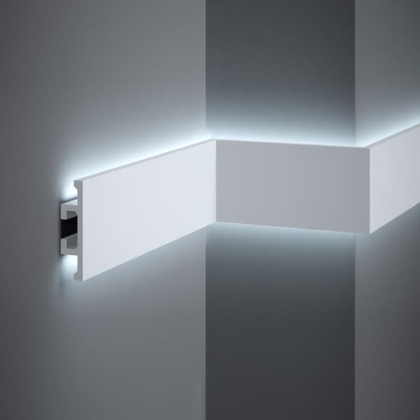 PROVISTON Ljusramp 25 x 100 x 2000 mm LED Polyuretanstuck vit Indirekt belysning LED-belysning