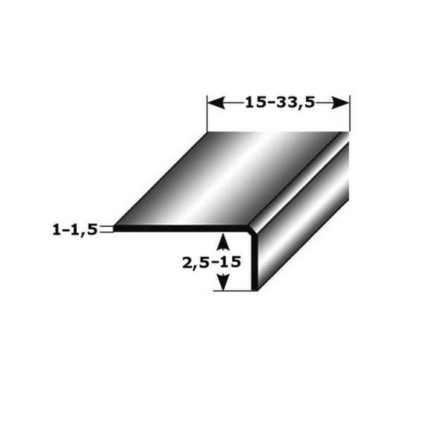 PROVISTON Mini Hörnprofil Stål Matt stål 1 x 10 x 27 x 2700 mm Operfritt