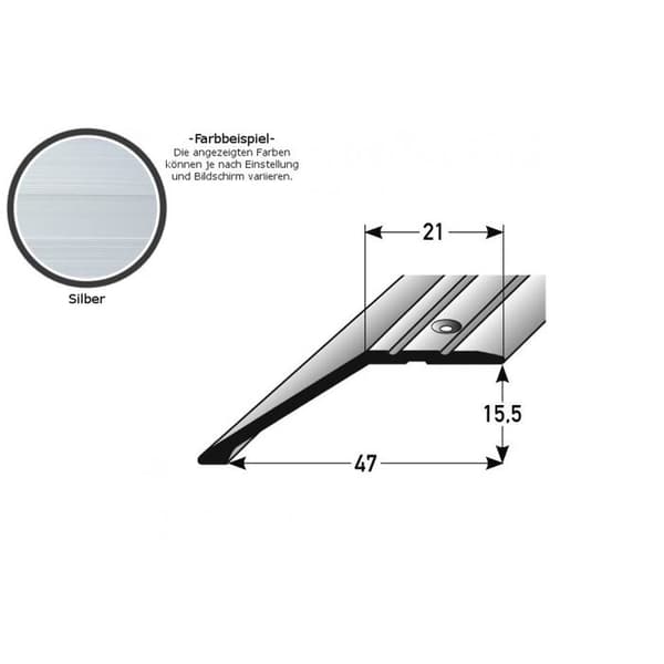 PROVISTON Anodiserad aluminium Silver L 34 mm H 8,5 mm Längd 1000 mm Genomborrad Stopprofil