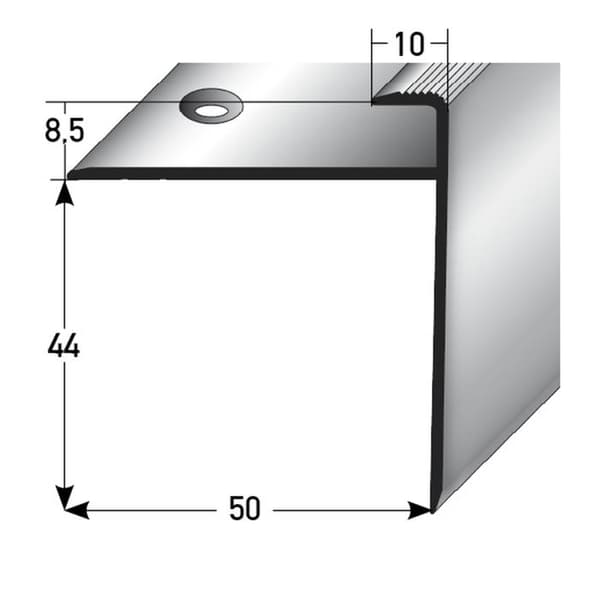 Avslutningsprofil trapp Aluminium anodiserad L 10mm H 8.5mm Förborrad