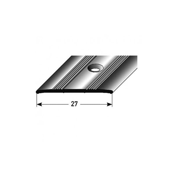 Tröskelprofil Aluminium anodiserad Mörkbrons L 27 mm H 1.7 mm Lång 2700 mm Förborrad