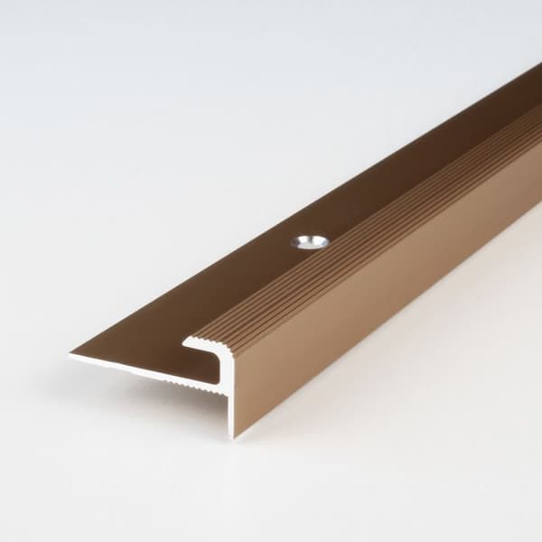 Profil av anodiserad aluminium i ljusbrons l 28 mm H 5 mm, borrad L 2700 mm