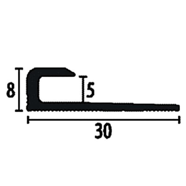 PROVISTON Stoppprofil 30 x 5 x 2600 mm Profil Slät Alu Ytbehandling Ogenomträngd