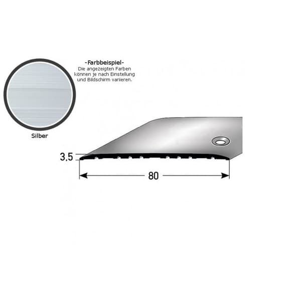 Anodiserad aluminiumtröskelbar L 80 mm H 3,5 mm För att skruva på sidan