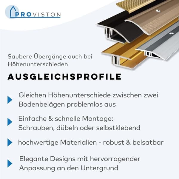 PROVISTON Anpassningsprofil l 40 mm H 0 - 18 mm Aluminium Ramp Självhäftande