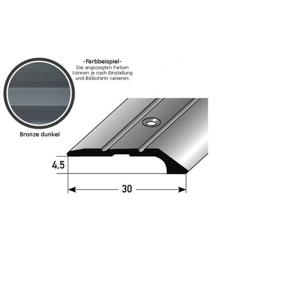 PROVISTON Anodiserad aluminium Mörkbrons L 30 mm H 4.5 mm Genomborrad Stopprofil