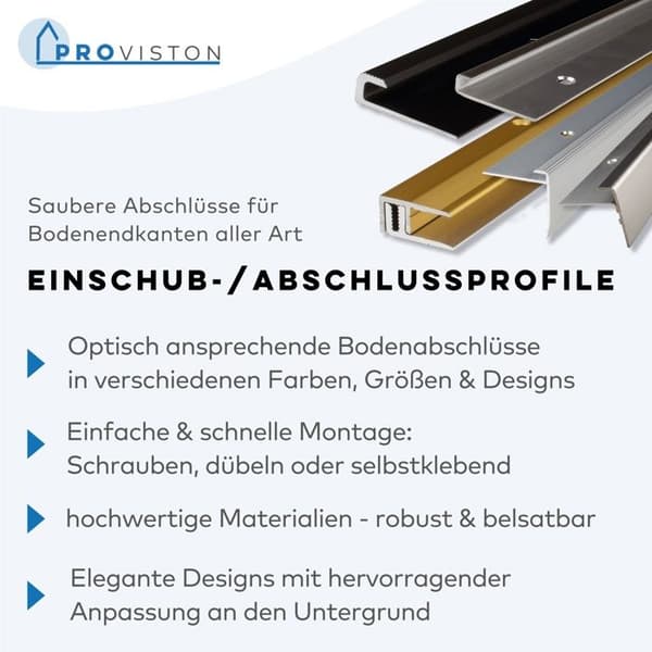 PROVISTON Stoppprofil Bred 23 mm Lång 2700 mm Anodiserad aluminium Slät Borrad fräst
