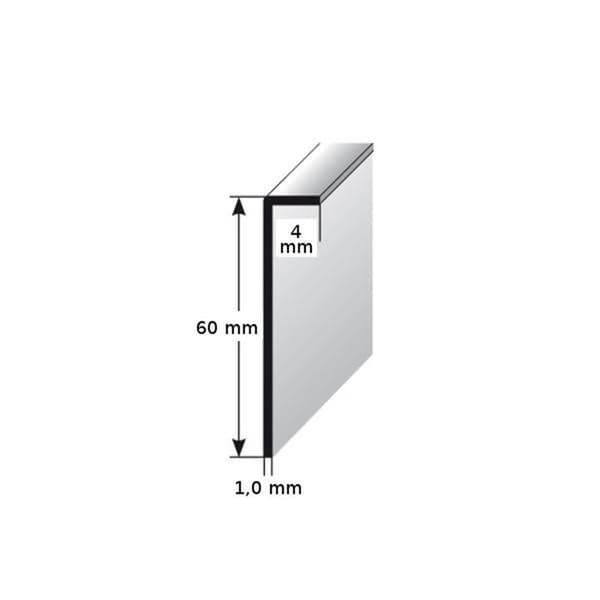 PROVISTON Limbräda för limning Genomgående Anodiserad aluminium Silver H 60 mm l 4 mm L 2500 mm Limbräda Limbräda för limning Limbrädor