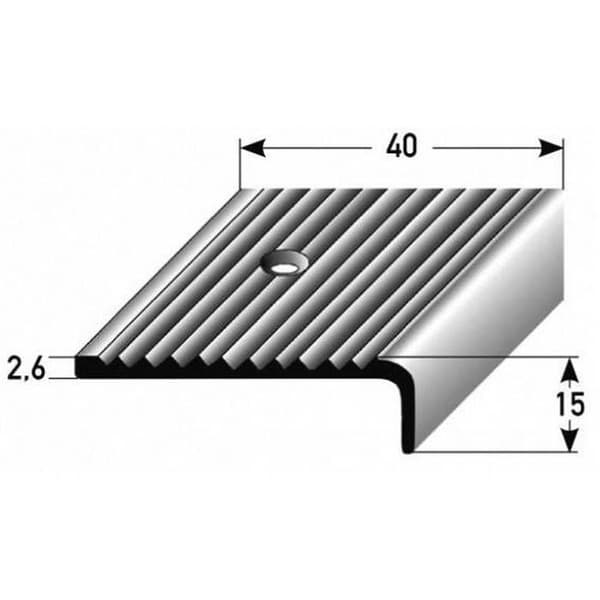 PROVISTON Profil för trappnos 40 x 15 x 1000 mm Anodiserad aluminium Aluminiumvinkelformat