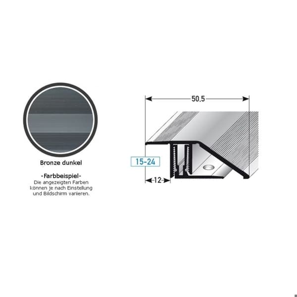 PROVISTON Profil rattrapage Alu Mörkbrons l 50.5 mm H 24 mm Förborrad Att klämma L 1000 mm