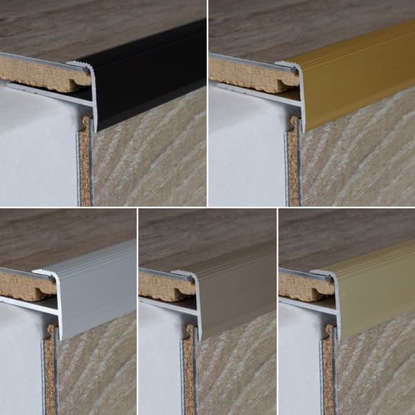 Nez av trappor Anodiserad aluminium Mörkbrons l 10 mm H 8.5 mm Genomborrad 1 st L 2700 mm