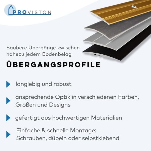 PROVISTON Tröskelbarre Stor 80 mm H 0 - 99 mm Alu Slät Perforerad i växel 2700 mm