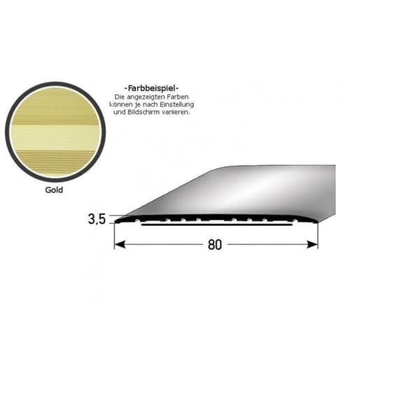 Tröskelstång Anodiserad Aluminium Guld L 80 mm H 3.5 mm Lång 1000 mm Självhäftande