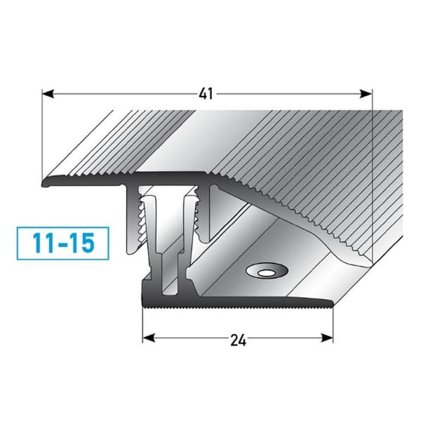 Profiler för att klippa Anodiserad aluminium Silver l 41mm H 11 - 15mm Genomgående L 1000 mm