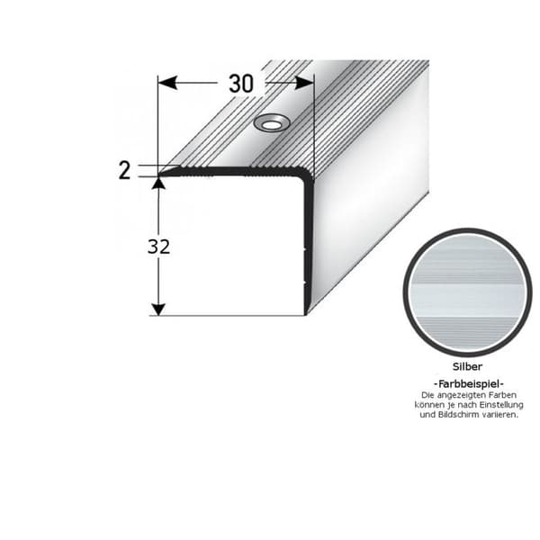 Aluminium silver stegmössa L 30 mm H 32 mm Längd 1000 mm Skruvmontering 1 styck