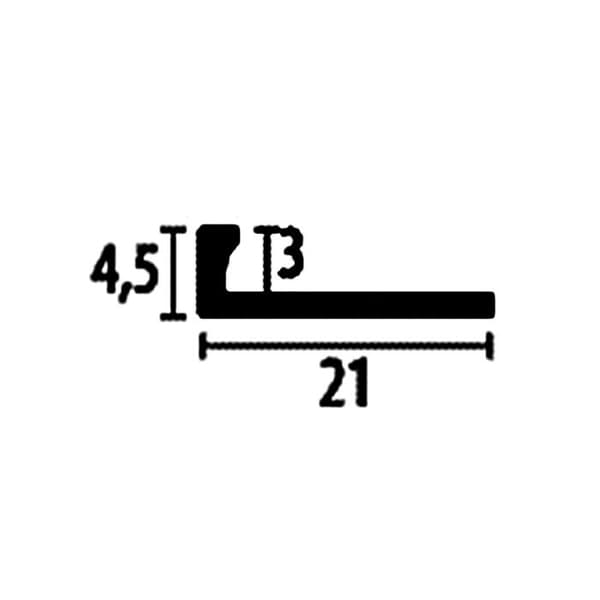 PROVISTON Avslutningsprofil Bred 21 mm H 3 mm Lång 2500 mm Alu Silver präglad öppen