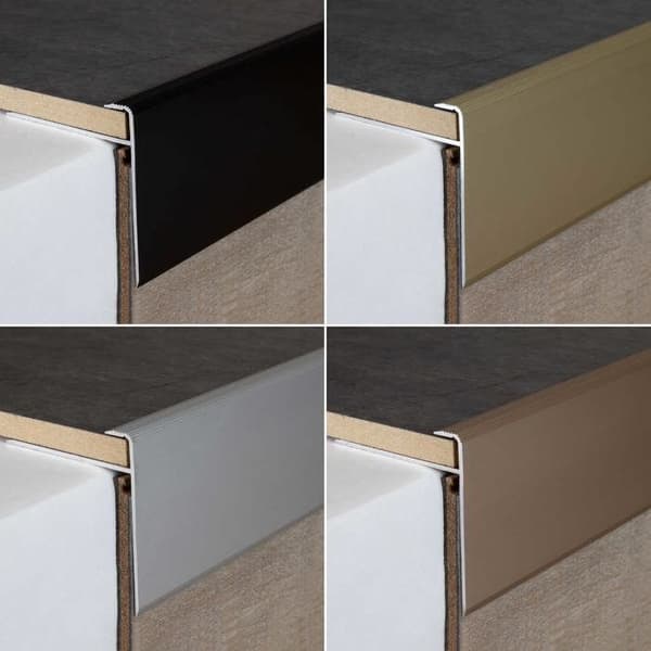 Avslutningsprofil för trappa Anodiserad aluminium Mörkbrons L 10mm H 8.5mm Genomborrad
