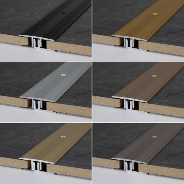 Tröskelprofil av anodiserad aluminium mörkbrons L 33 mm H 7 - 15 mm Längd 1000 mm Förborrad