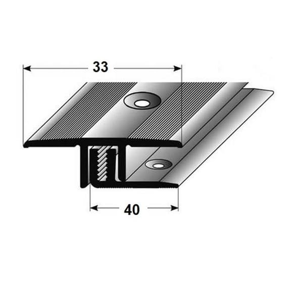Tröskelprofil av anodiserad aluminium mörkbrons L 33 mm H 7 - 15 mm Längd 1000 mm Förborrad